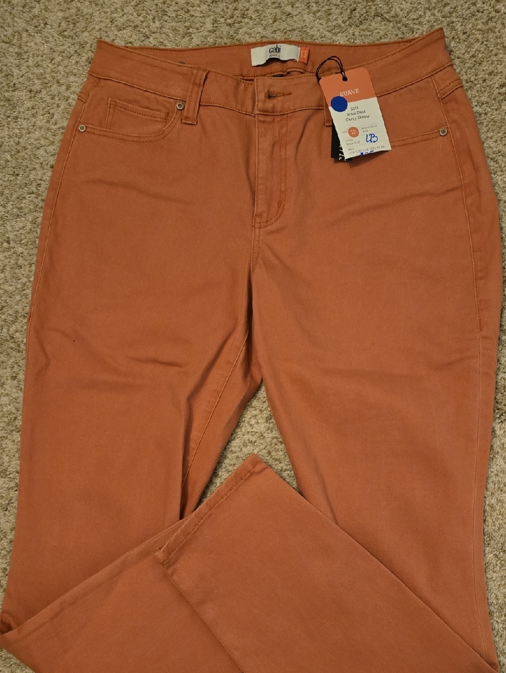 CAbi Suave Brick Dust Rust-Orange Curvy Straight Leg Jeans